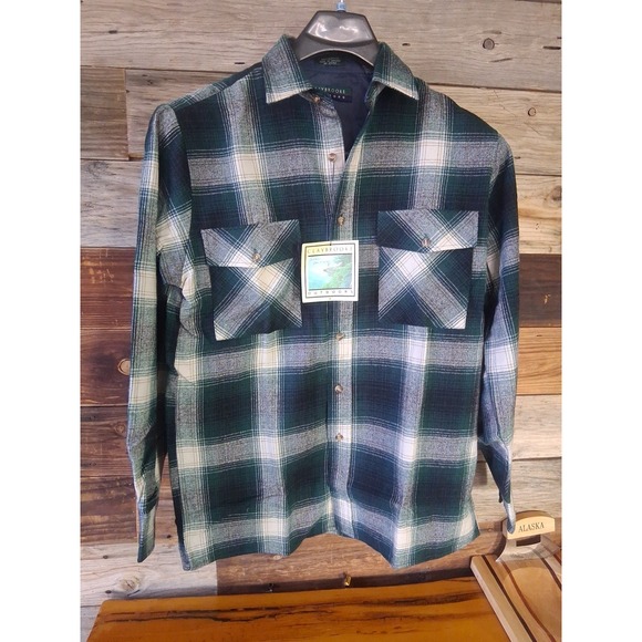 Claybrooke Other - Vintage 90s Flannel Shirt Men M Plaid Blue Green Acrylic Claybrooke Outdoors NWT